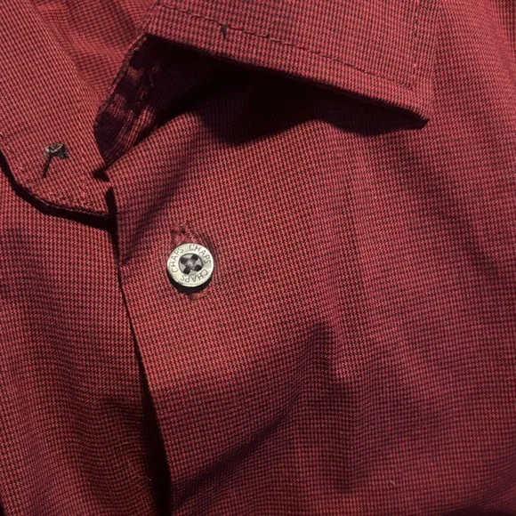 Chaps Deep Red small check patternStretch Shirt size Medium 10-12 EUC - Picture 6 of 6